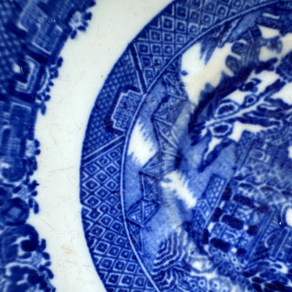 John Maddock &‎ Sons Blue Willow Vitrified Ironstone Saucer England Antique 6in